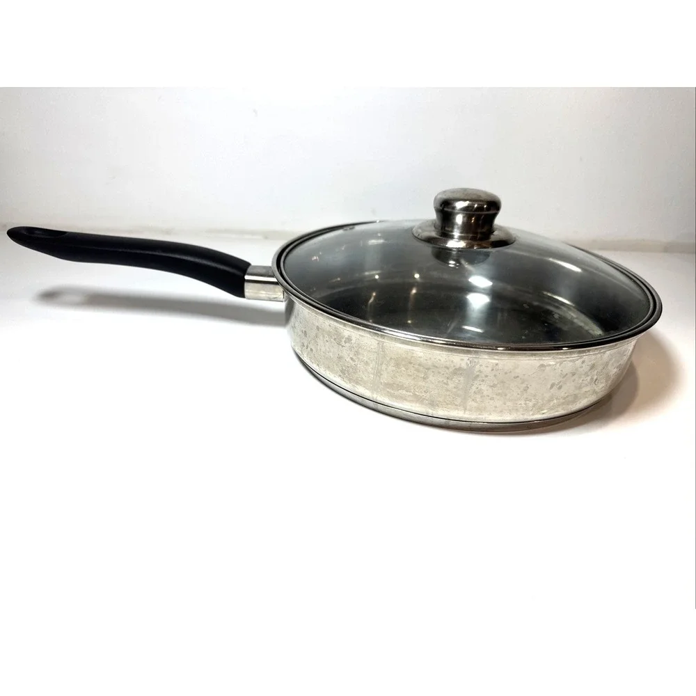 Professional Quality Stainless Steel Sautee Fry Pan 10in  Costco Disc glass lid
